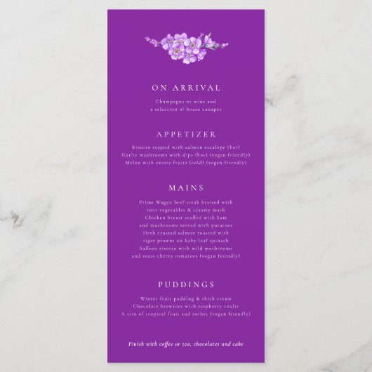 忘れハート無し紫の結婚白のメニュー メニュー (裏面)