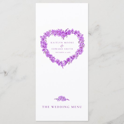 忘れハート無し紫の結婚白のメニュー メニュー (正面)
