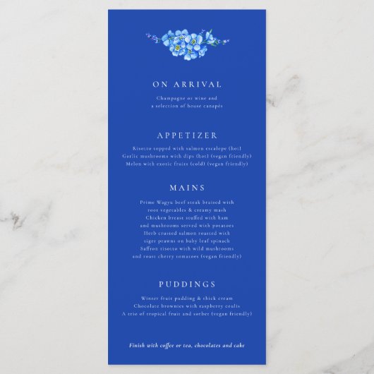 忘れハート無し青結婚白のメニュー メニュー (裏面)