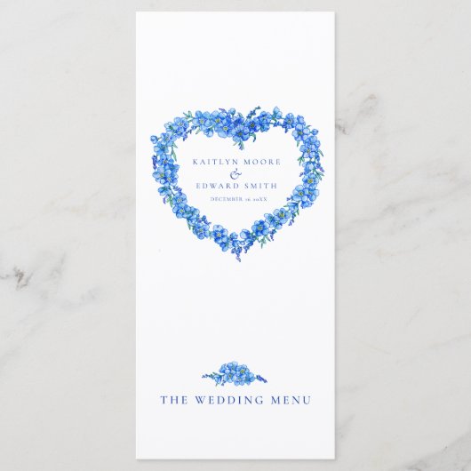 忘れハート無し青結婚白のメニュー メニュー (正面)