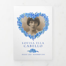 忘れハート青の葬儀 三つ折りプログラム