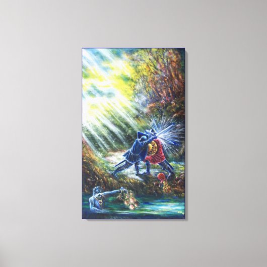 忘れバラ戦の騎士、金と悪魔 キャンバスプリント (正面)