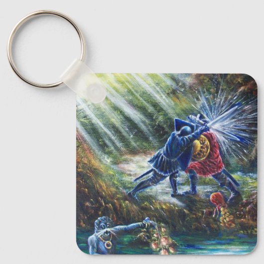 忘れバラ戦の騎士、金と悪魔 キーホルダー (正面)