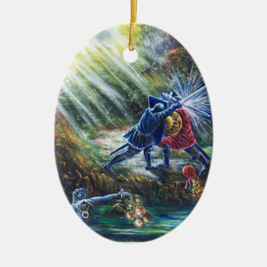 忘れバラ戦の騎士、金と悪魔 セラミックオーナメント (正面)