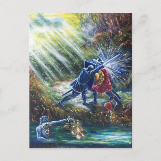 忘れバラ戦の騎士、金と悪魔 ポストカード (正面)