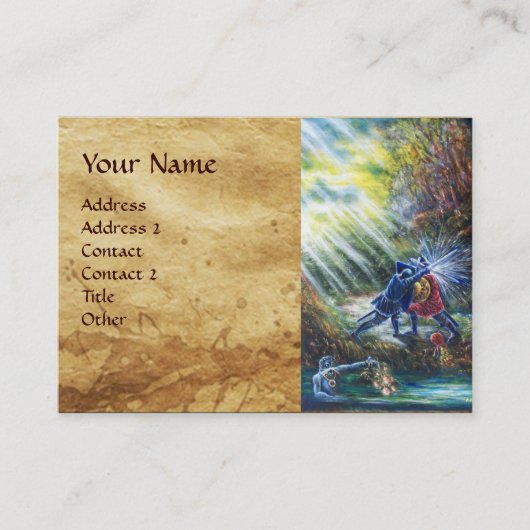 忘れバラ戦闘騎士、悪魔、羊皮紙 名刺 (正面)