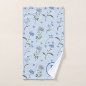 忘れモノグラムのMe Not Blueフローラ水色 バスタオルセット (ハンドタオル)