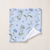 忘れモノグラムのMe Not Blueフローラ水色 バスタオルセット (ウォッシュタオル)