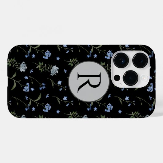 忘れモノグラムのMe Not Blueフローラ水色 Case-Mate iPhoneケース (裏面 (横))