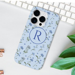 忘れモノグラムのMe Not Blueフローラ水色 Case-Mate iPhone 14 Proケース