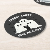 忘れ与え猫のハロウィン不気味 ラウンドペーパーコースター (アングル)