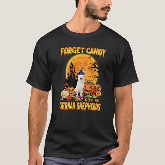 忘れ与えCandy Just Me German Shepherds Pumpkin Tシャツ (正面)