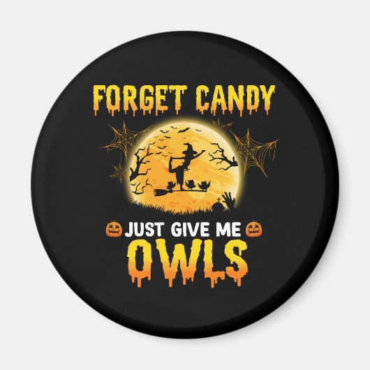 忘れ与えCandy Just Me Owl Witch Halloween Gift マグネット (正面)