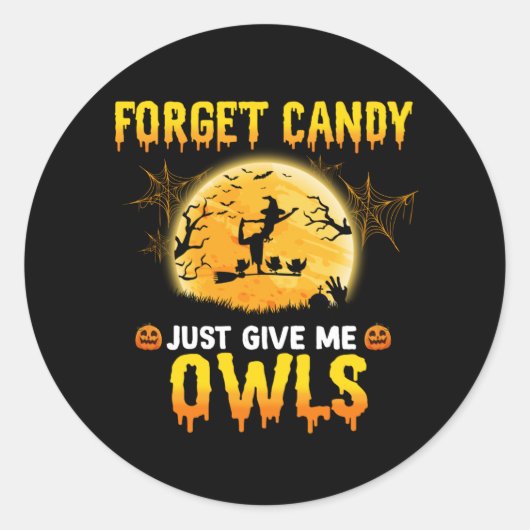 忘れ与えCandy Just Me Owl Witch Halloween Gift ラウンドシール (正面)