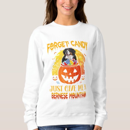 忘れ与えCandy Me Bernese Mountain Halloween スウェットシャツ (正面)