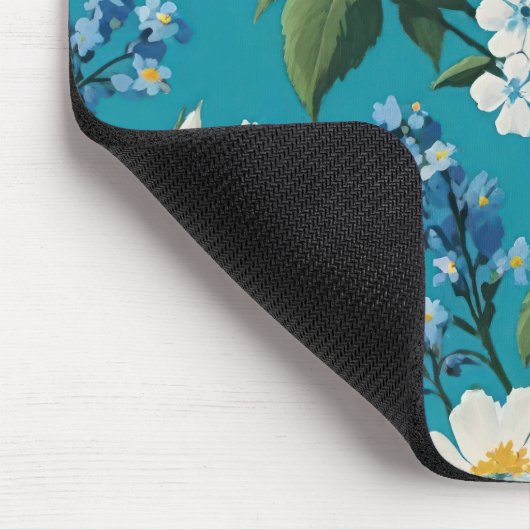 忘れ小さな白い花ティール(緑がかった色) マウスパッド (コーナー)