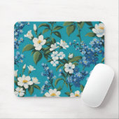 忘れ小さな白い花ティール(緑がかった色) マウスパッド (マウス)