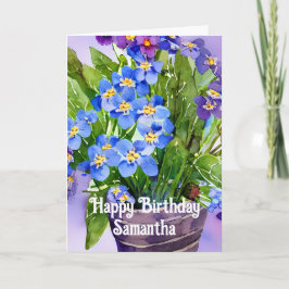 忘れ水色ハッピーバースデーカード カード