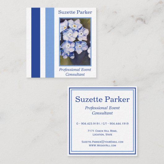 忘れ私ない花のイベントプランナー スクエア名刺 (正面/裏面)