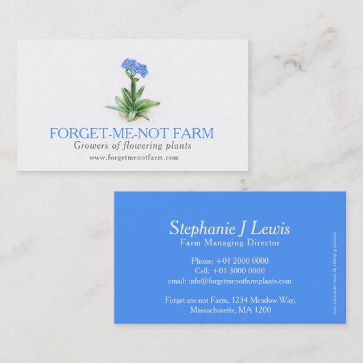 忘れ私ない農場の植物の製造者の名刺 名刺 (正面/裏面)