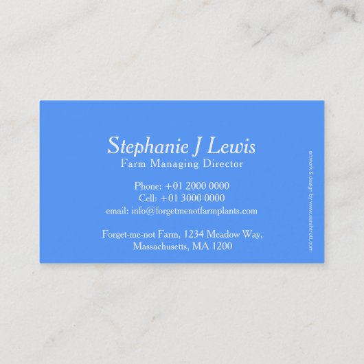 忘れ私ない農場の植物の製造者の名刺 名刺 (裏面)