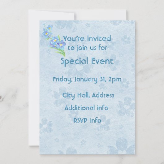 忘れ私はカスタム水の色の庭の花 招待状 (裏面)