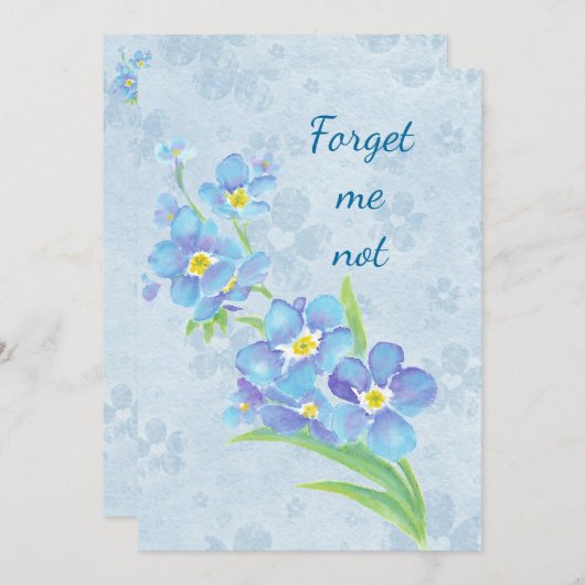 忘れ私はカスタム水の色の庭の花 招待状 (正面/裏面)