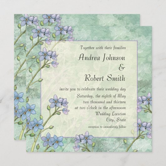 忘れ私はフローラ春の結婚式招待状 招待状 (正面/裏面)