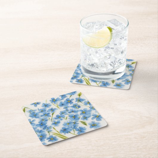 忘れ私は水カラーフローラ紙コースター スクエアペーパーコースター (インサイチュ)