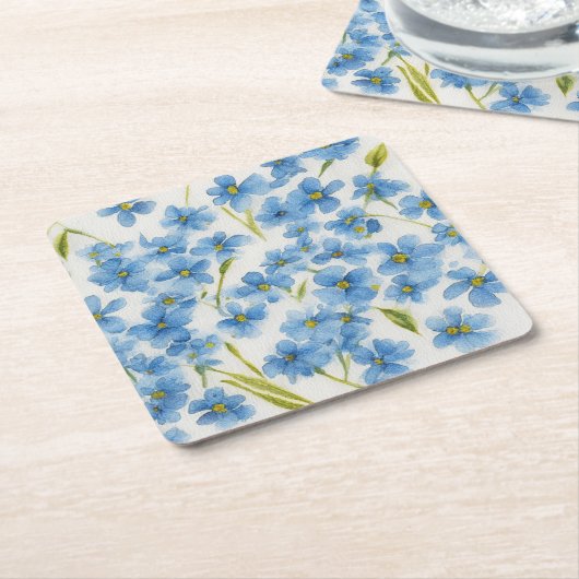 忘れ私は水カラーフローラ紙コースター スクエアペーパーコースター (アングル)