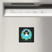 忘れ私はTuxedo Cat可愛くてカラフルフローラ マグネット (インサイチュ (食洗機))