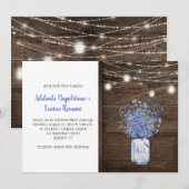 忘れ素朴Mason Jar String Lights 招待状 (正面/裏面)