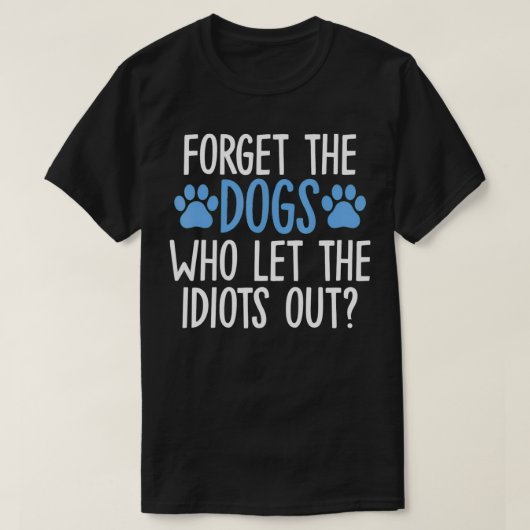 忘れ言い出す犬おもしろいたち Tシャツ (デザイン正面)