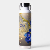 忘れ金ゴールドのアクセントの花 ウォーターボトル (正面)