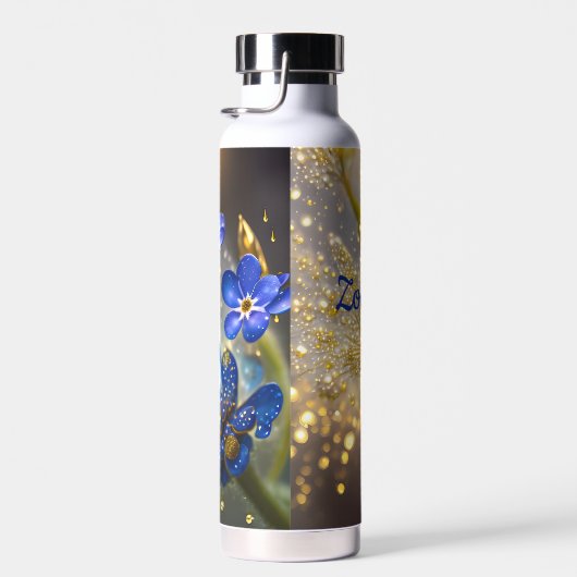 忘れ金ゴールドのアクセントの花 ウォーターボトル (右面)