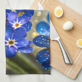 忘れ金ゴールドのアクセントの花 キッチンタオル (四つ折り)