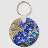 忘れ金ゴールドのアクセントの花 キーホルダー (正面)