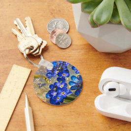 忘れ金ゴールドのアクセントの花 キーホルダー