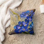 忘れ金ゴールドのアクセントの花 クッション (ブランケット)