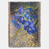 忘れ金ゴールドのアクセントの花 スローブランケット (正面縦)