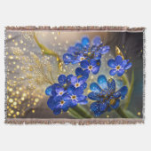 忘れ金ゴールドのアクセントの花 スローブランケット (正面)