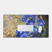 忘れ金ゴールドのアクセントの花 デスクマット (キーボード&マウス)