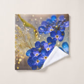 忘れ金ゴールドのアクセントの花 バスタオルセット (ウォッシュタオル)