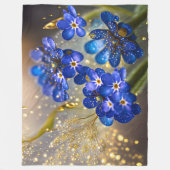 忘れ金ゴールドのアクセントの花 フリースブランケット (正面)