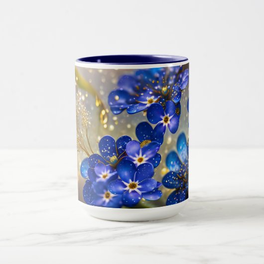 忘れ金ゴールドのアクセントの花 マグカップ (中央)