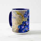 忘れ金ゴールドのアクセントの花 マグカップ (正面左)