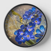 忘れ金ゴールドのアクセントの花 壁時計 (正面)