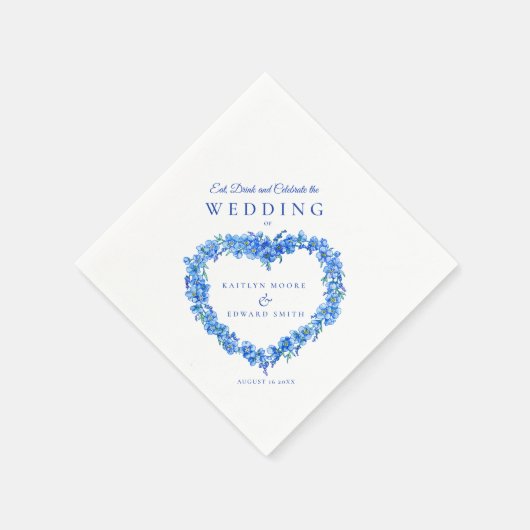 忘れ非アー結婚トの青い白いカスタム スタンダードカクテルナプキン (角)