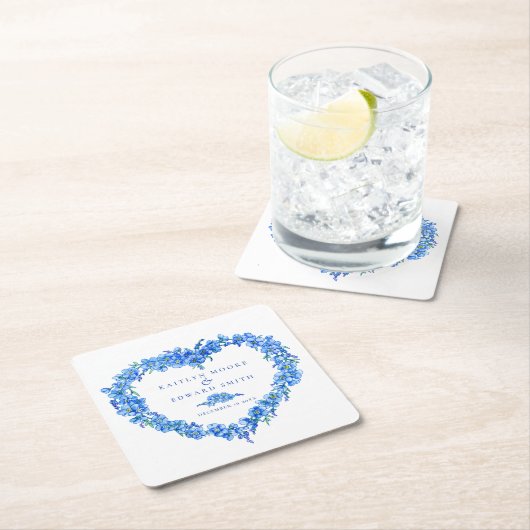 忘れ非青花ハートリース スクエアペーパーコースター (インサイチュ)