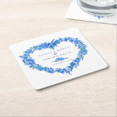 忘れ非青花ハートリース スクエアペーパーコースター (アングル)